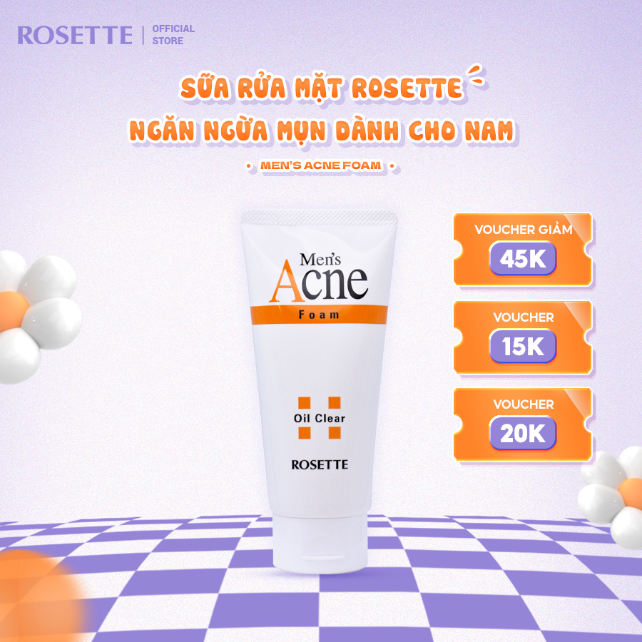Sữa rửa mặt rosette ngăn ngừa mụn dành cho nam men's acne foam 120g
