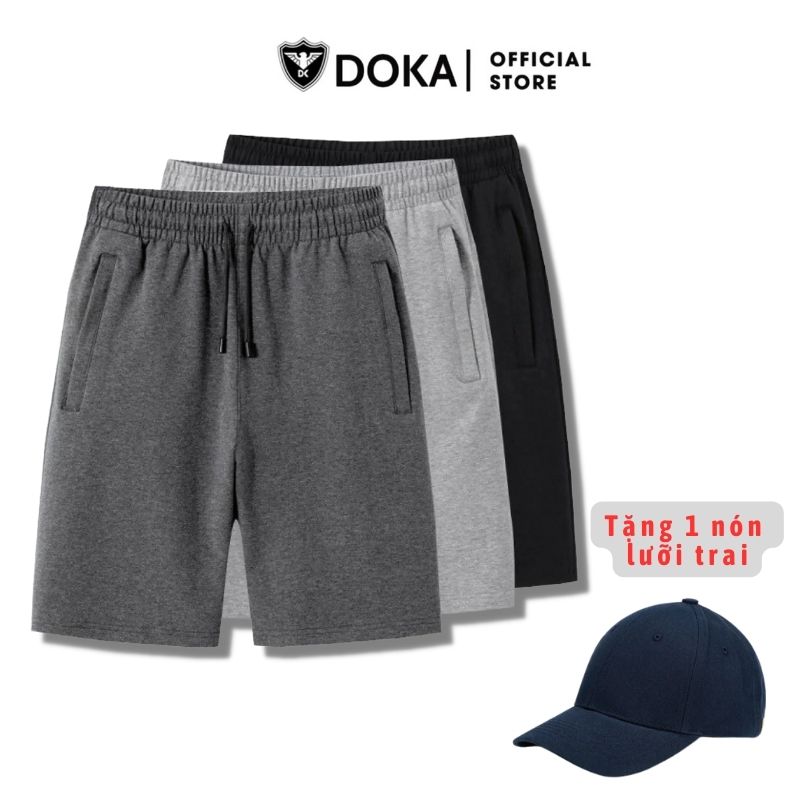 Combo 3 Quần Short Nam Cao Cấp ( TẶNG 1 NÓN LƯỠI TRAI ) Dokafashion Vải Thun Co Giãn 4 Chiều EZQST03