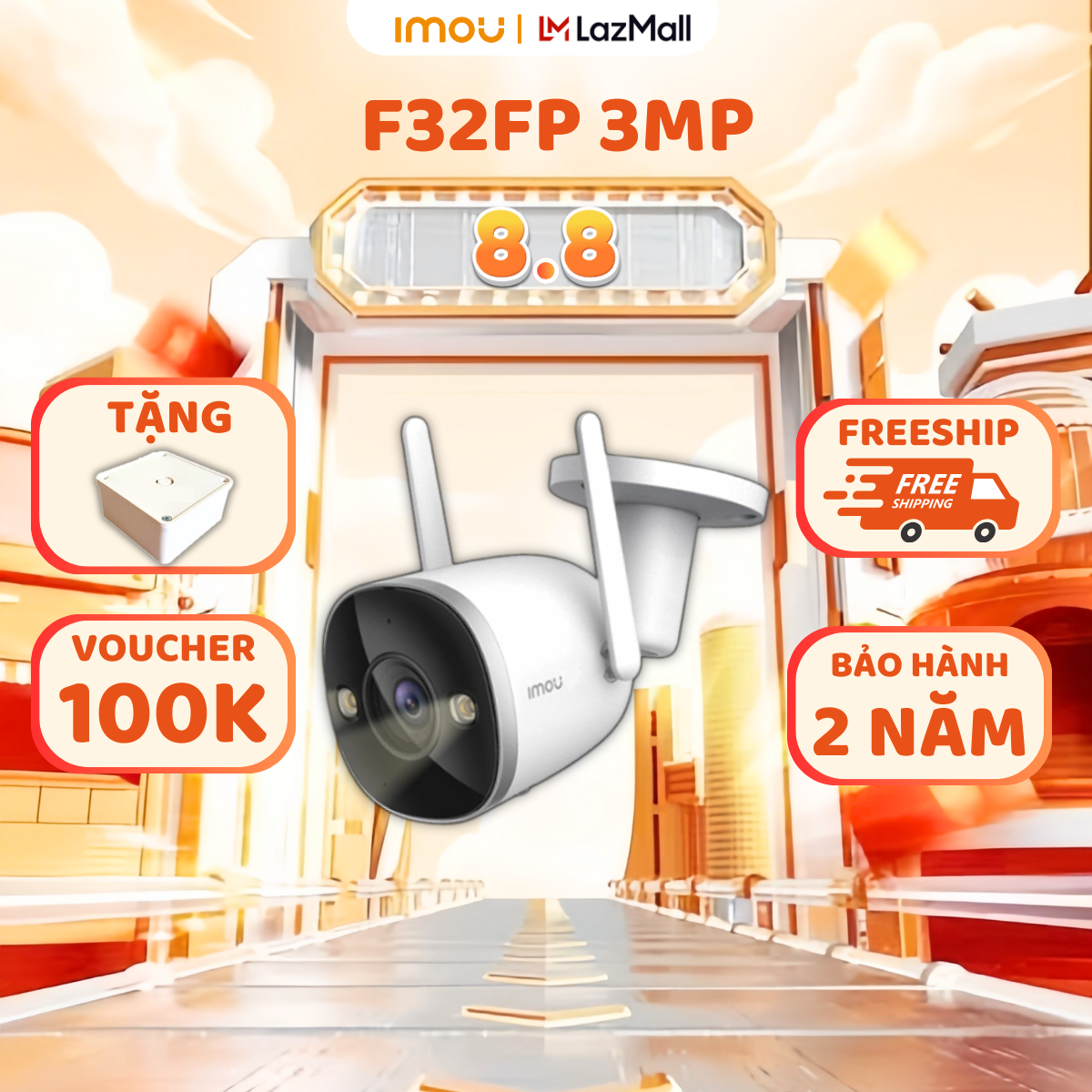 Camera Wifi Imou IPC F32FP siêu nét 3MP full hd, camrea không dây ngoài trời, có mic thu âm, hồng ngoại ban đêm 30m, báo động