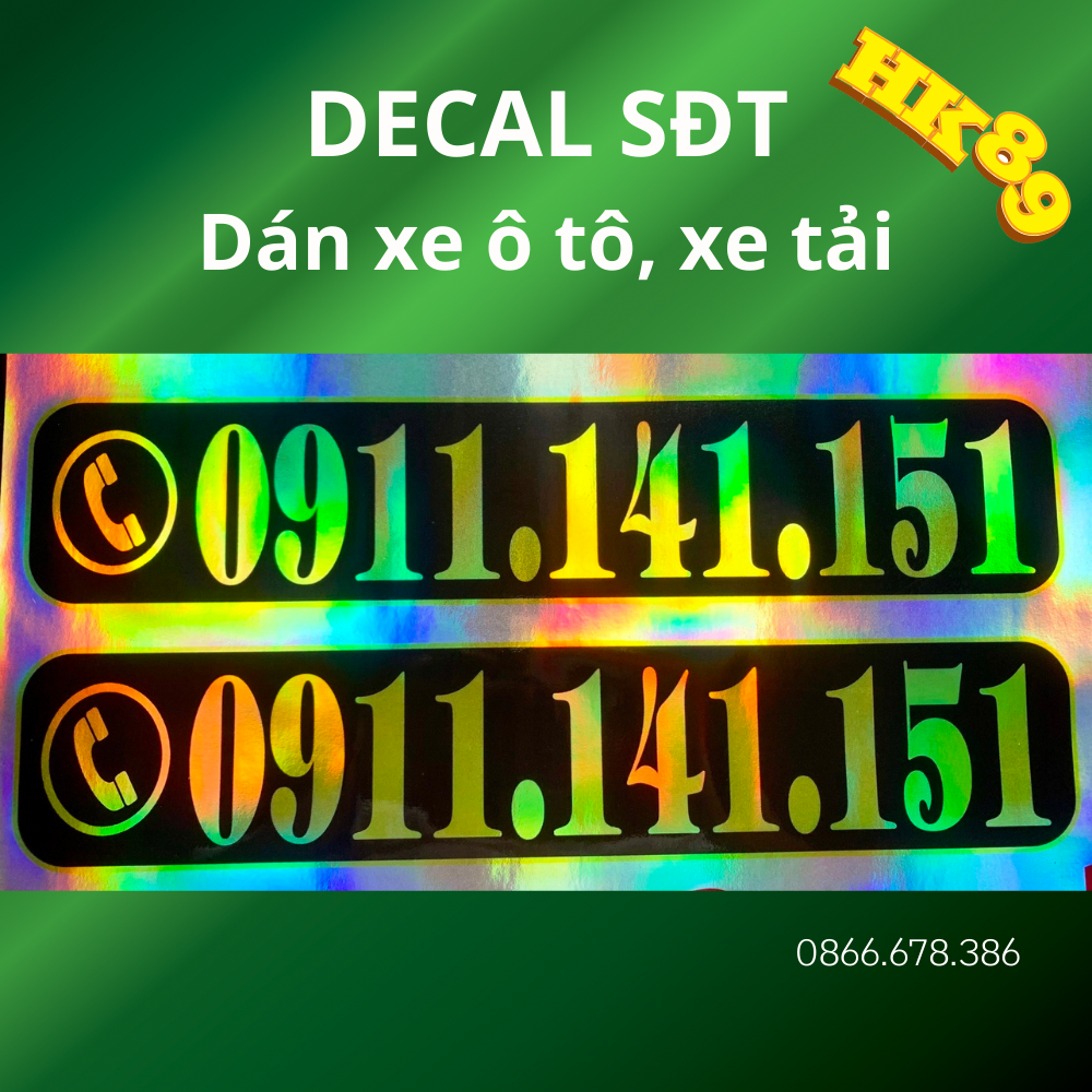 Decal SĐT dán xe ô tô, xe hợp đồng - Tem xe thiết kế theo yêu cầu