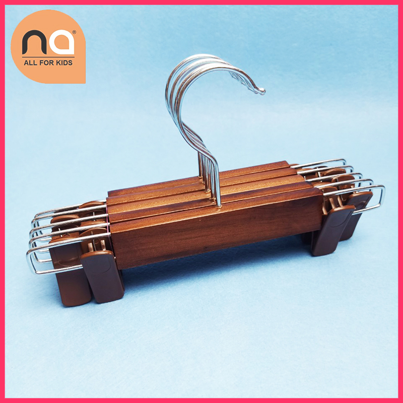 Móc Kẹp Gỗ Đầu nhựa trẻ em màu nâu - Móc kẹp thân gỗ tự nhiên, kẹp nhựa màu nâu trẻ em