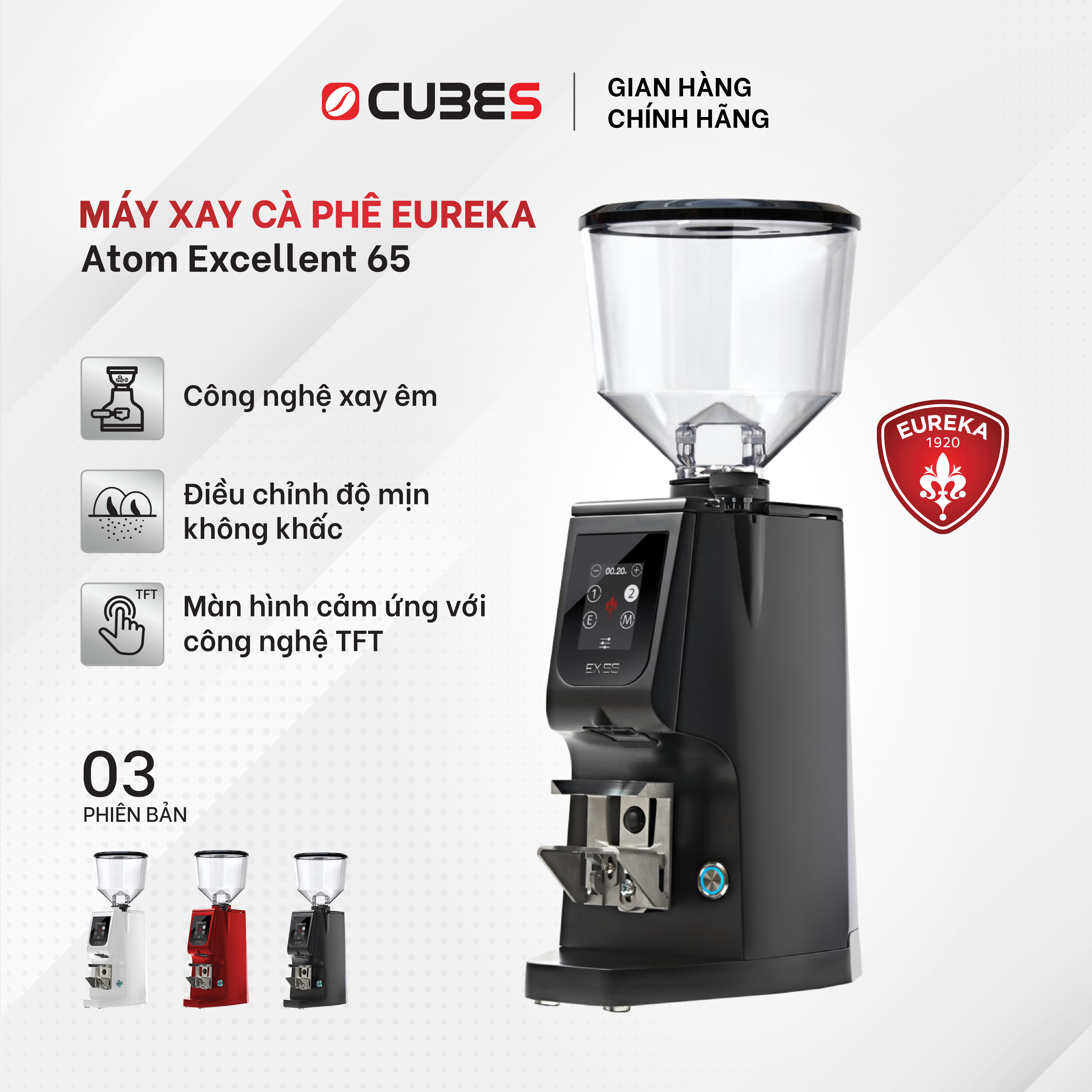 Máy xay cà phê đặc sản Eureka Atom Excellence 65 - Lưỡi dao 65mm - Nhập khẩu chính hãng từ Ý - Bảo hành 12 tháng