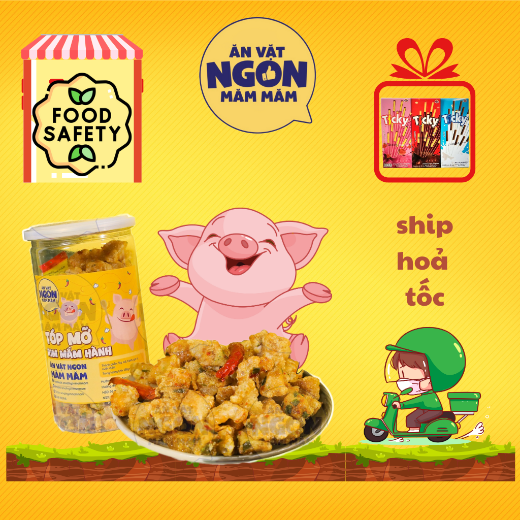 Tóp mỡ rim mắm hành 250g tốp mỡ giòn Đồ ăn vặt Măm Măm - Món ngon mỗi ngày