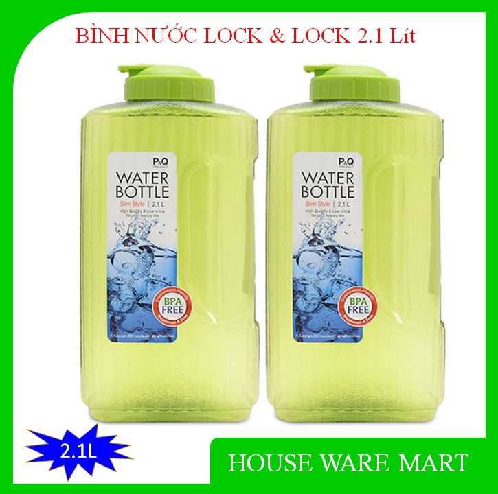Bình nhựa đựng nước, bình nước học sinh, bình có nắp đậy Lock & Lock cao cấp - Dung tích 2.1 Lít