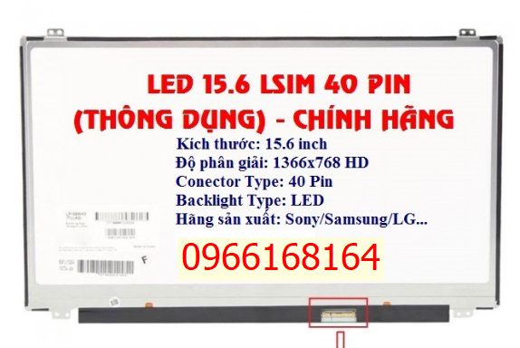 Màn hình laptop 15.6 led mỏng slim 40 pin new 12 tháng bh