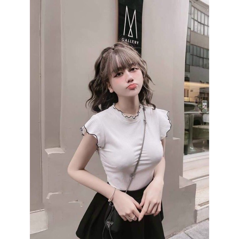 Áo Cổ Tròn Len Tăm Viền Bèo, Cuốn Biên