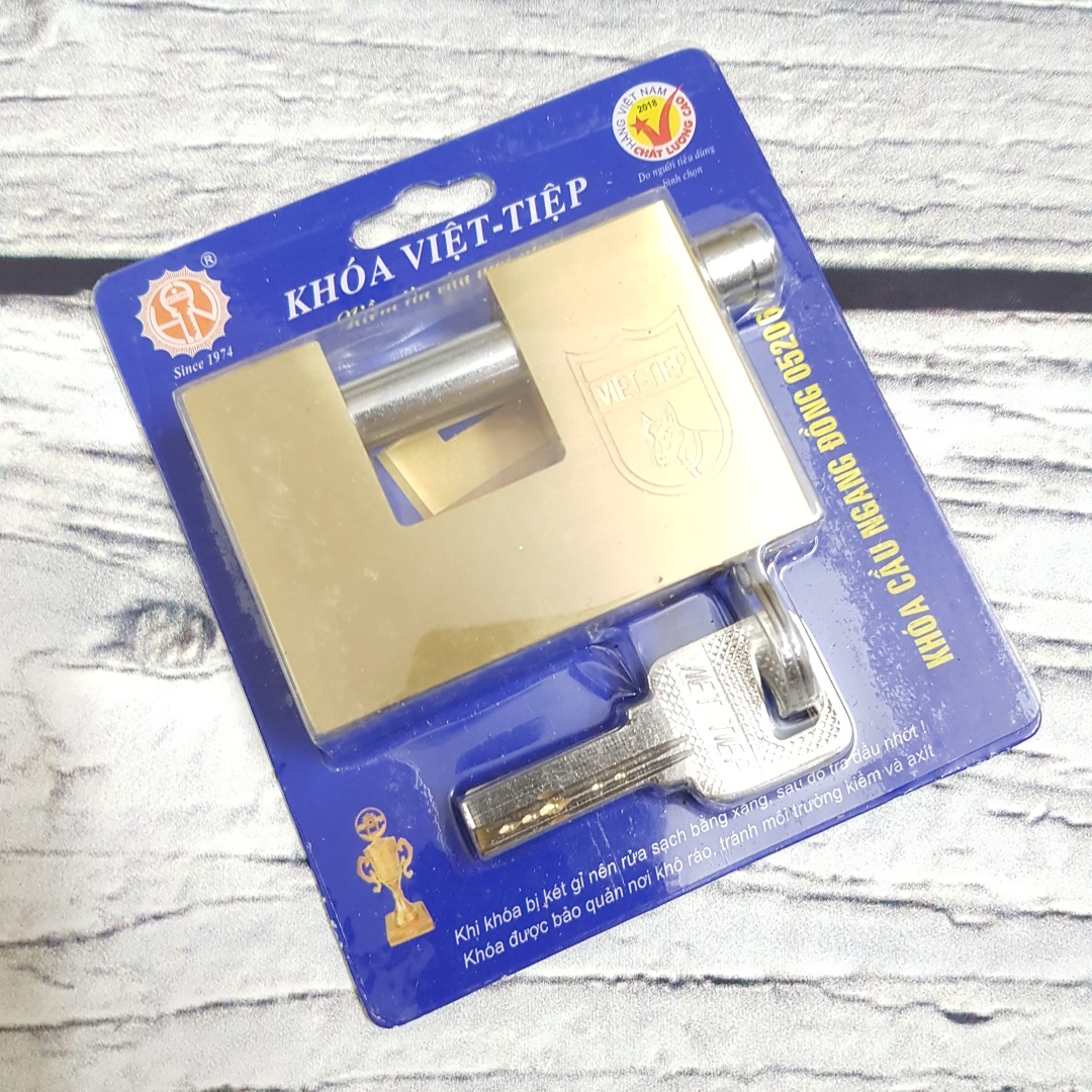 Ổ khoá việt tiệp đồng cầu ngang loại lớn 76 x 53 ống phi 12mm