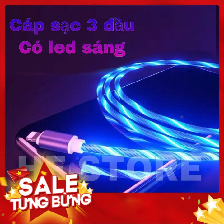 Cáp sạc nhanh dây cáp sạc có đèn led phát sáng dây cáp sạc đèn led phát sáng cáp sạc điện thoại đa năng phù hợp với điện thoại android, iphone, samsung, xiaomi, huawei, oppo