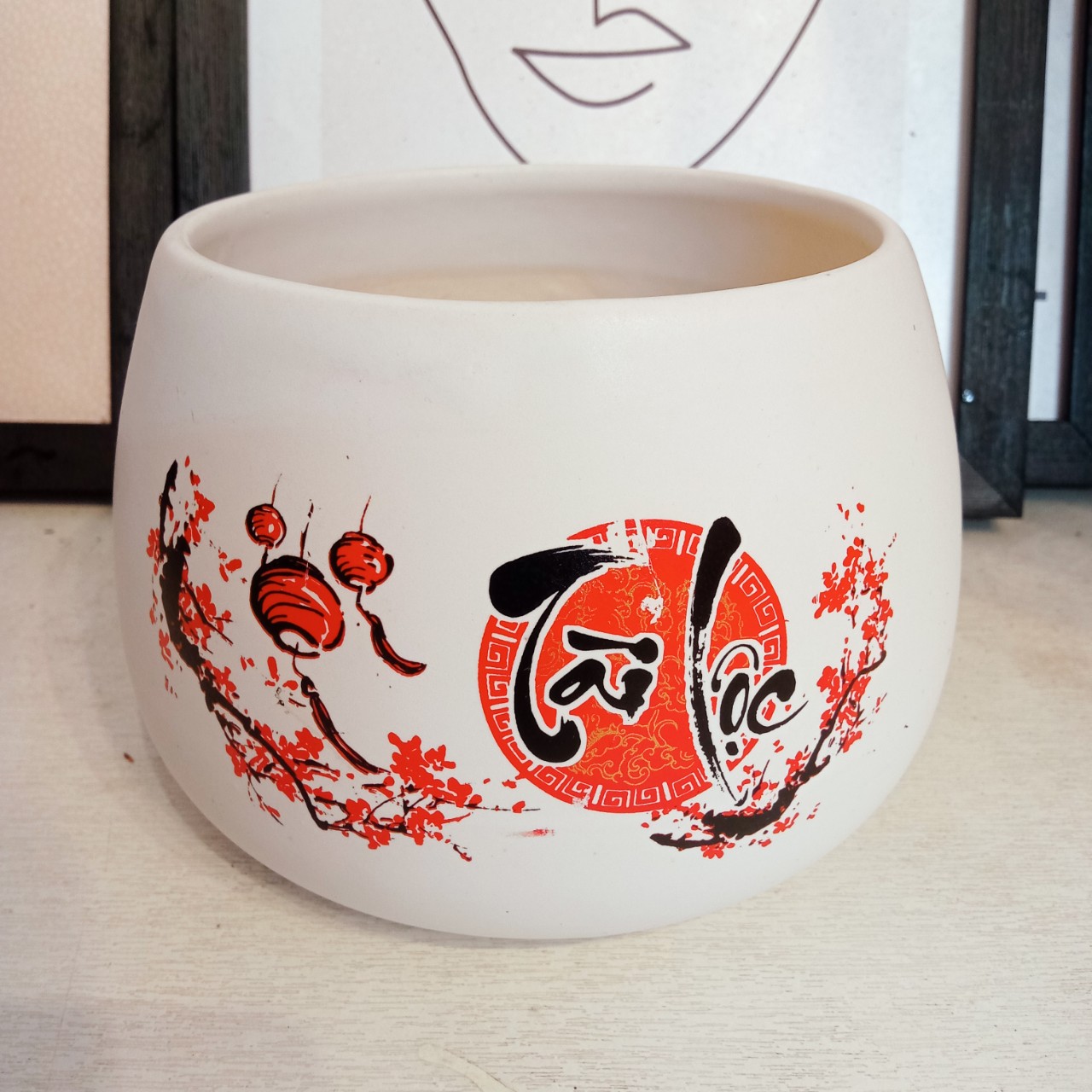 Tài Lộc 10x12cm - Chậu trồng cây trang trí tết, chậu quất, Chậu Sứ Bát Tràng trồng cây cảnh để bàn
