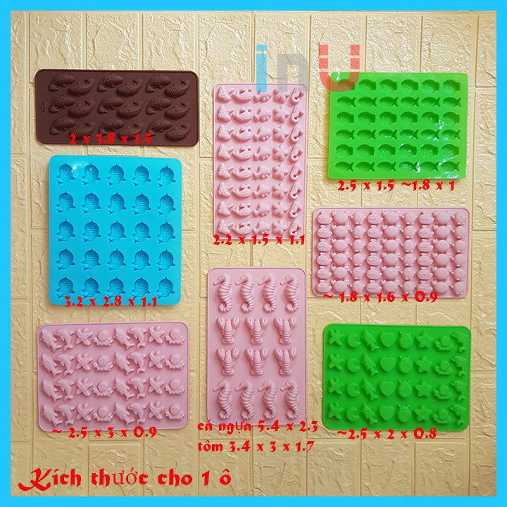 [HCM]Khuôn silicon SINH VẬT BIỂN tôm cá bạch tuột làm kẹo dẻo kẹo chip