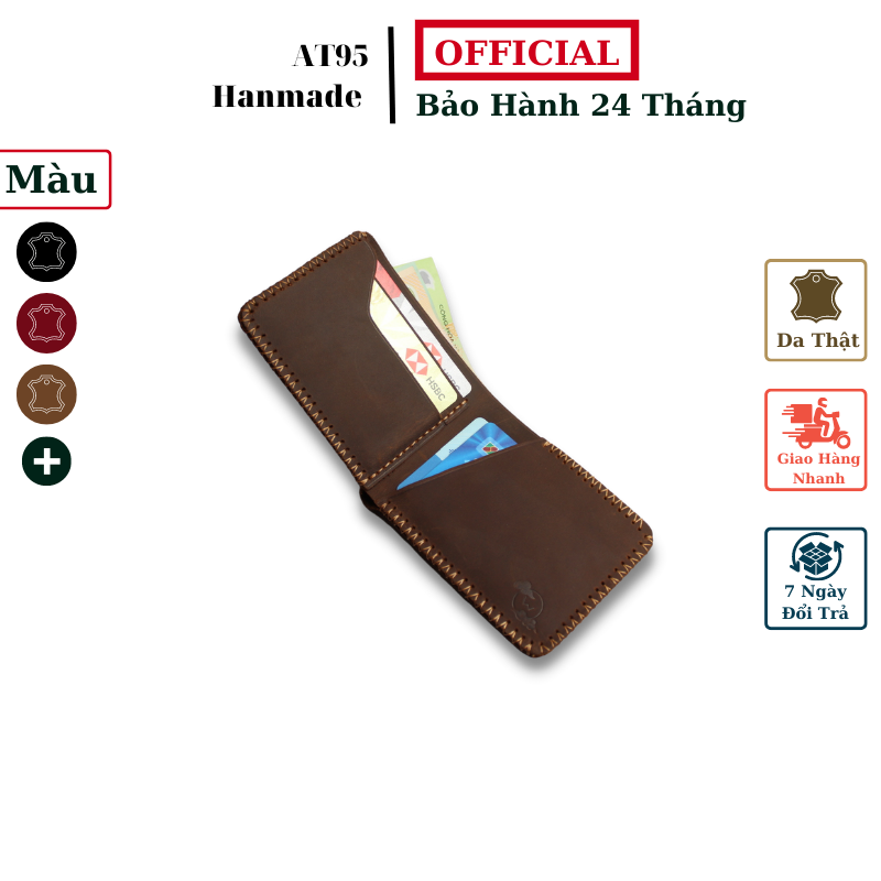 Ví siêu mini nhỏ gọn da bò thật VN04 AT95 Handmade