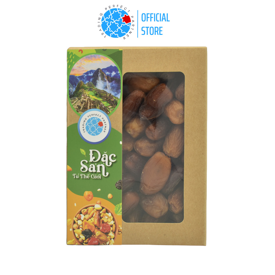 Chà là Không cành Trading Perfect Partner Deglet Nour Tunisia hộp kraft 500g _Chà là khô tự nhiên thớ thịt dày, mềm ngon