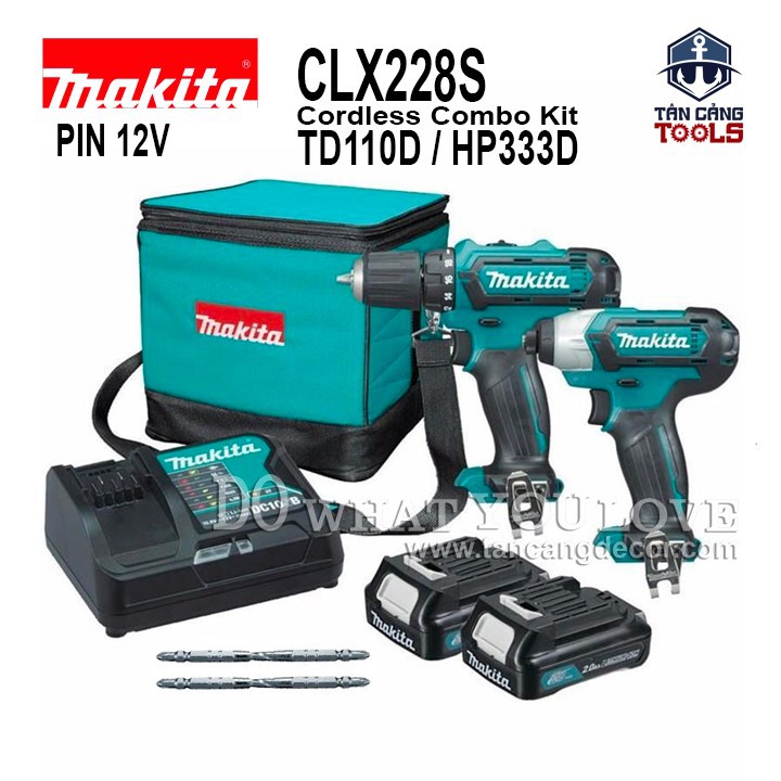 Combo máy khoan máy bắt vít dùng pin makita 12v clx228s