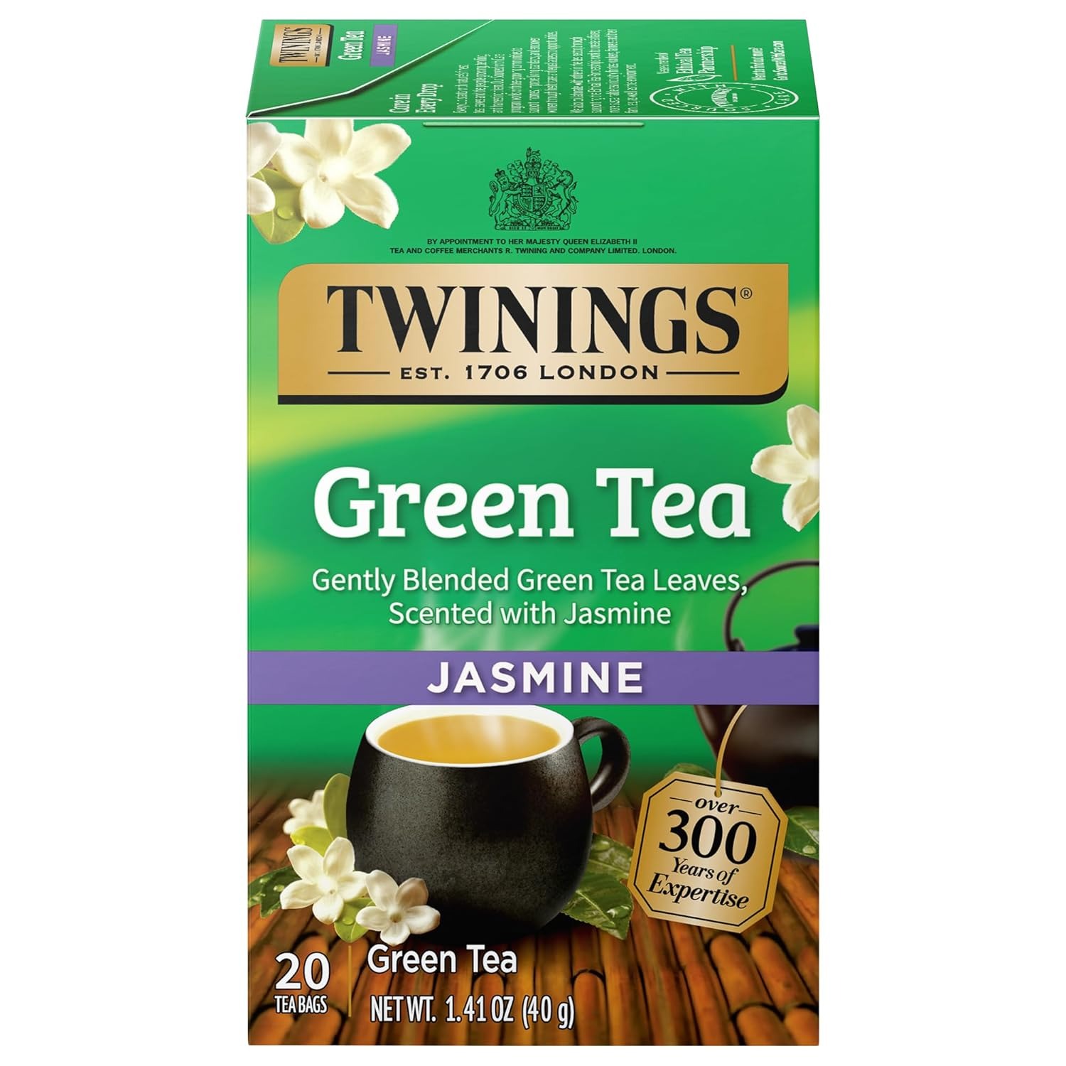 Trà Twinings Green Tea Jasmine – Trà xanh hương hoa nhài hộp 20 gói