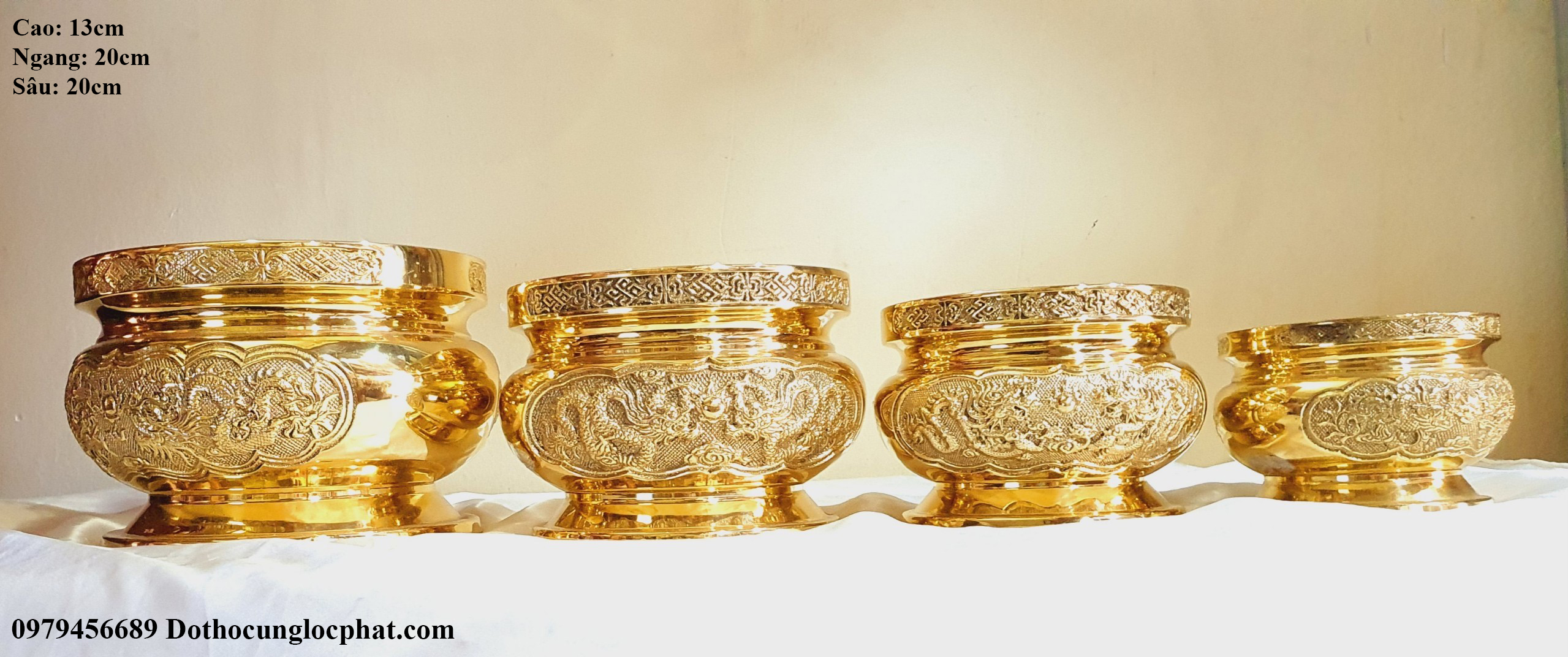 Bát Hương Bầu Bằng Đồng (4 Size)