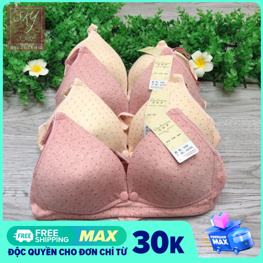 Áo ngực cho con bú mở cúc họa tiết chấm bi chất liệu COTTON mềm mại thoáng mát