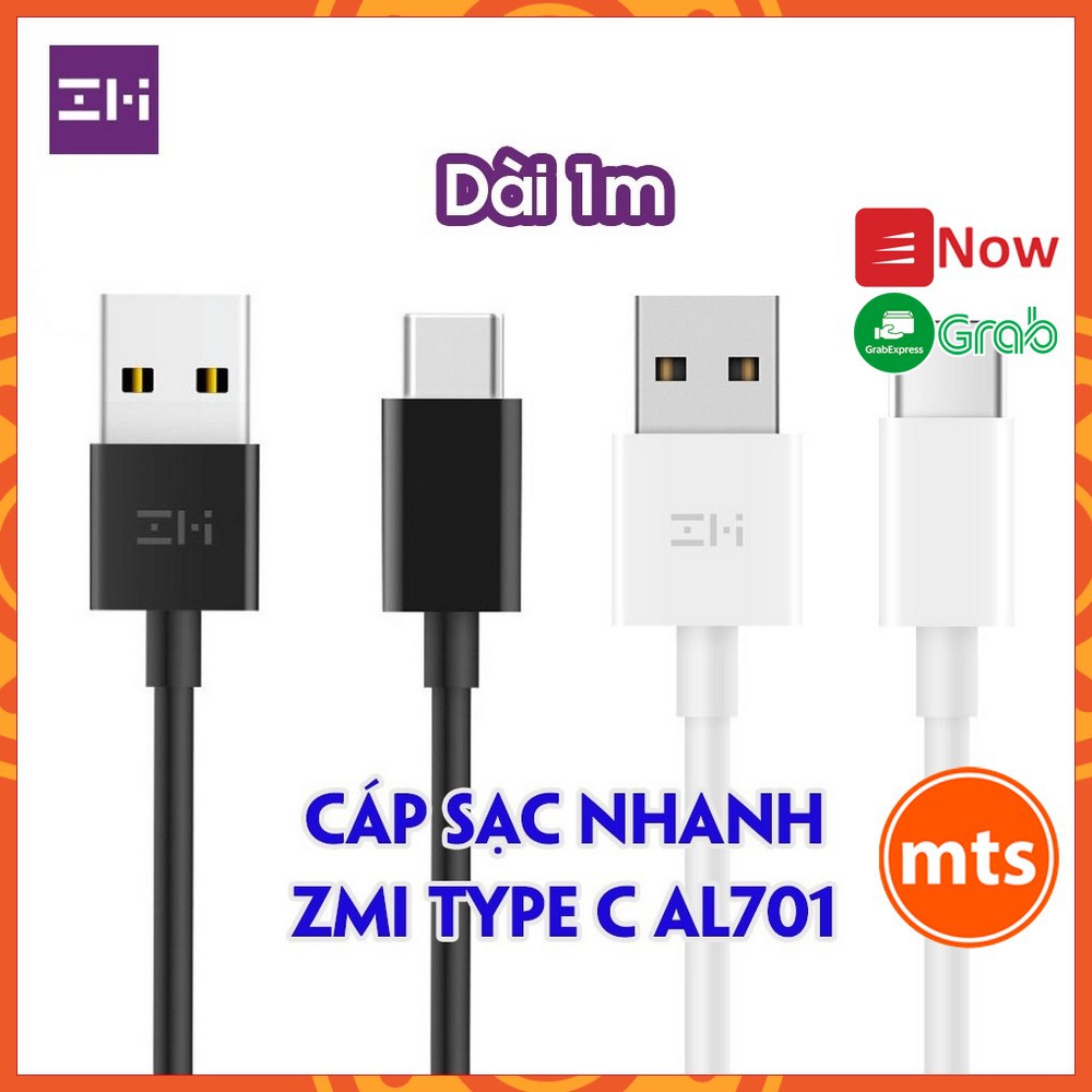 Cáp sạc zmi usb type-c al701 2 màu đen trắng hỗ trợ sạch nhanh - minh tín shop
