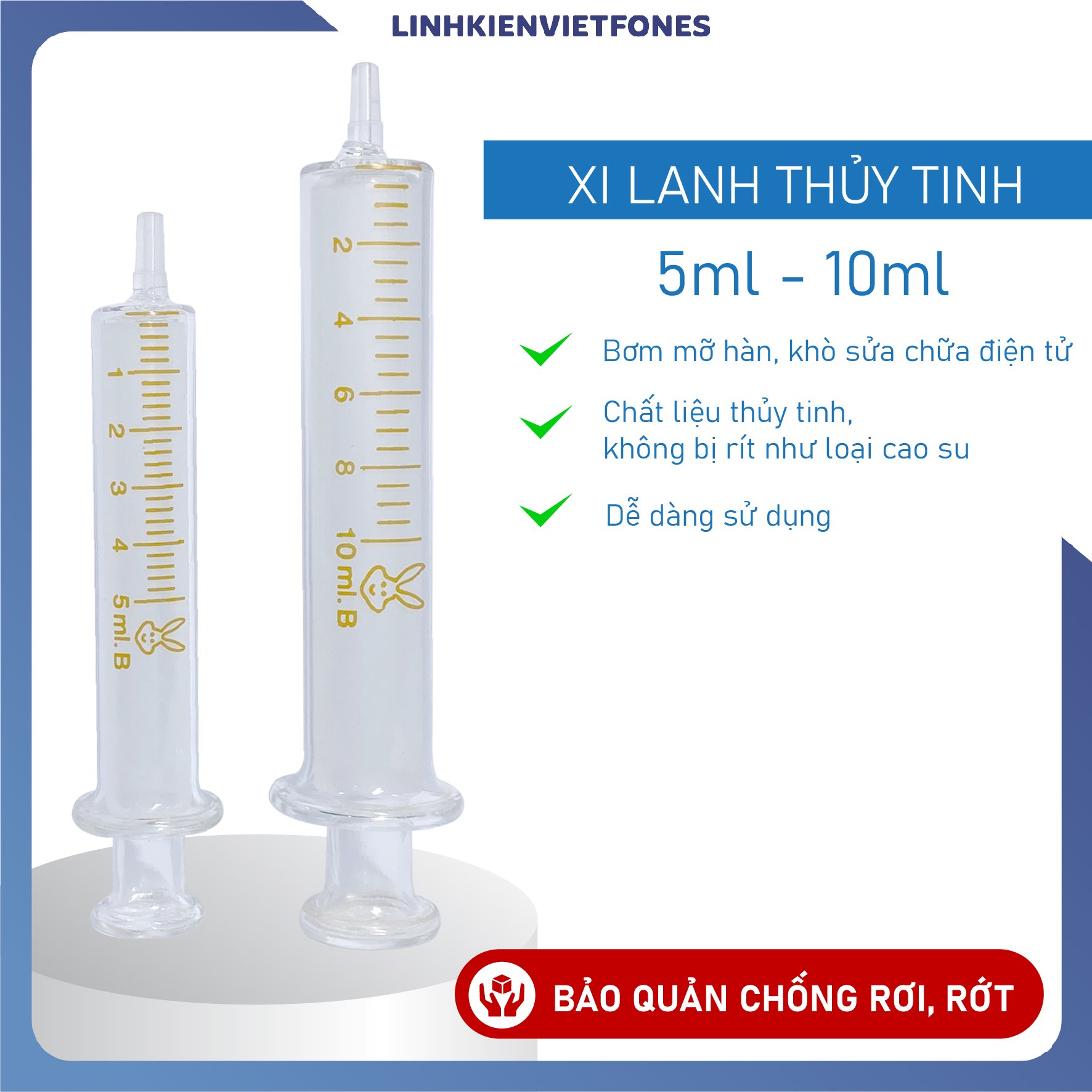 Ống tiêm Xilanh thuỷ tinh kèm đầu kim sắt bơm mỡ hàn, keo hàn