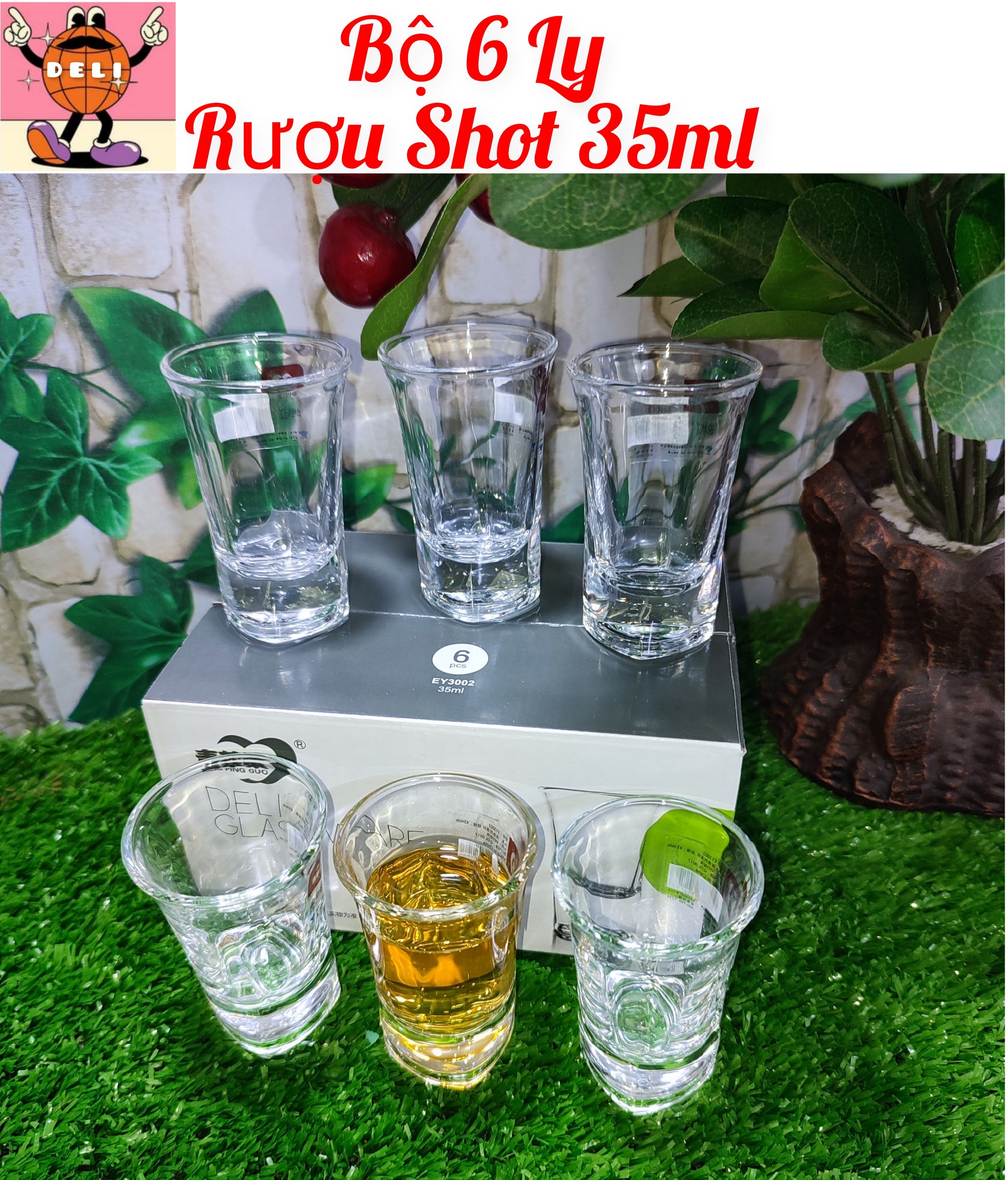 Bộ 6 ly rượu shot 35ml , hộp 6 ly rượu deli oneshot /35ml
