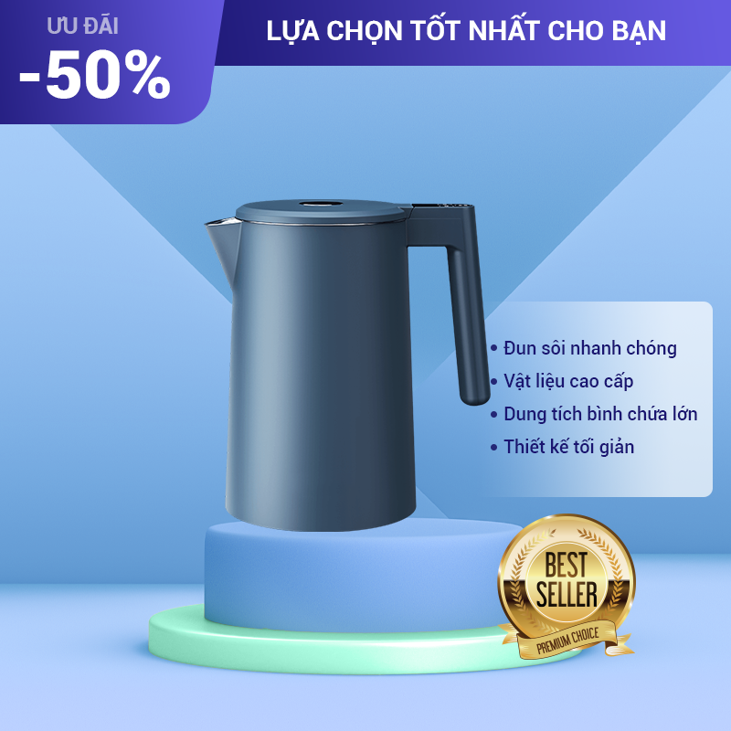 Ấm đun nước điện điều nhiệt xiaomi viomi face ym-k1706, tùy chỉnh nhiệt độ sôi