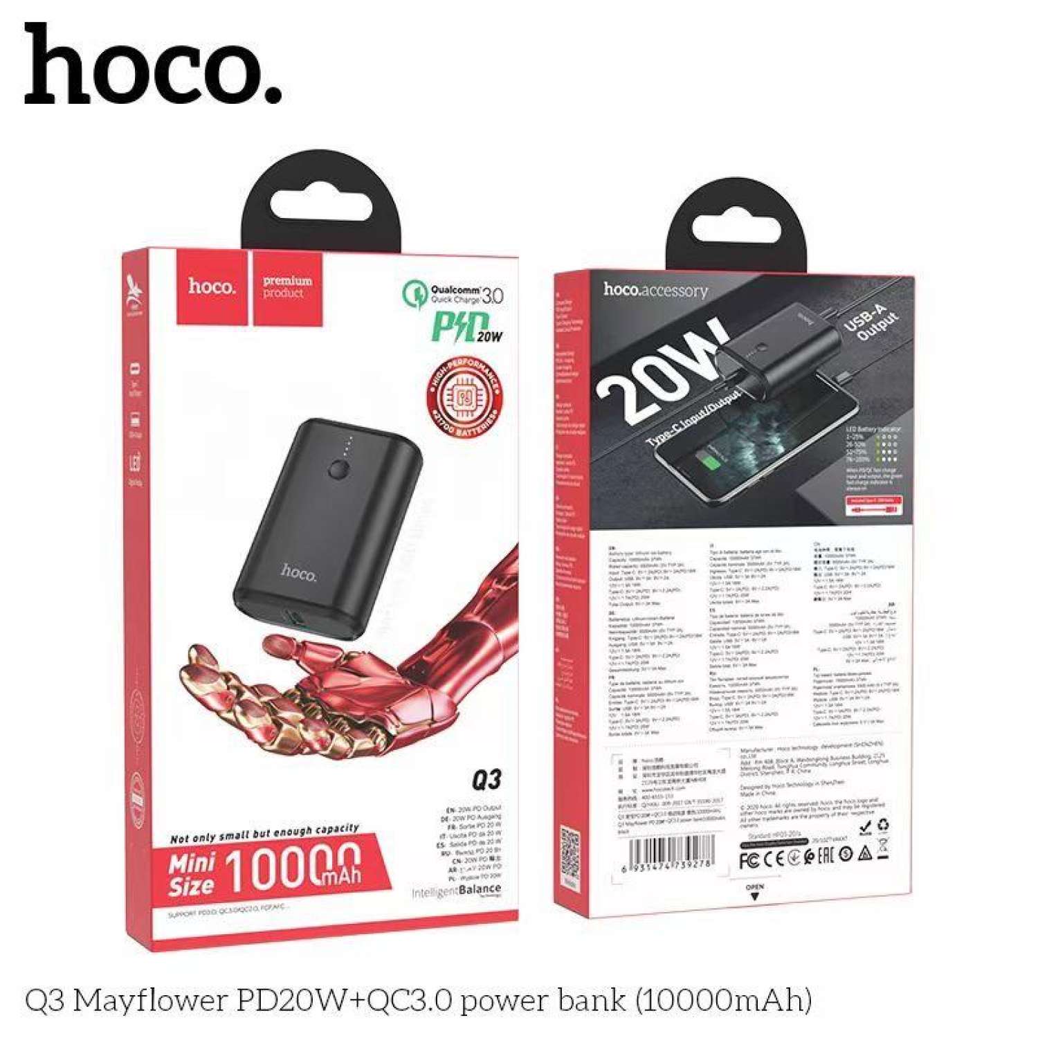 Sạc dự phòng 20w chính hãng hoco q3 mini siêu tốc 20w