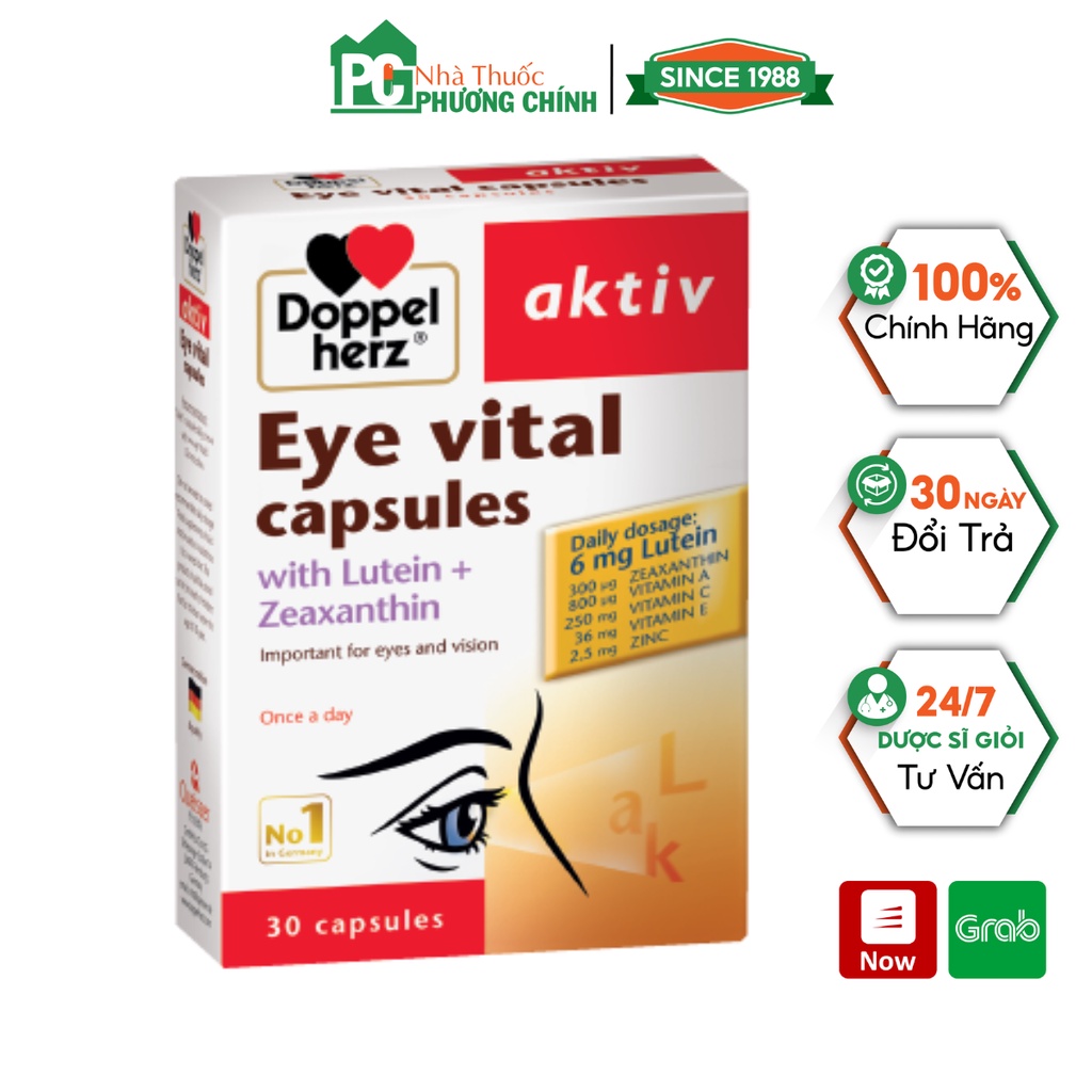 Viên uống bổ mắt doppelherz aktiv eye vital capsules - giúp tăng cường thị lực & sức khỏe cho mắt