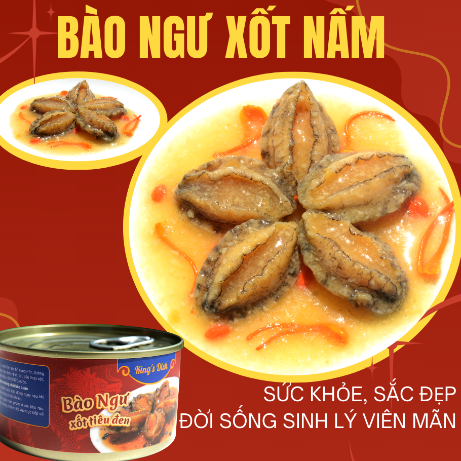 Bào Ngư Hàn Quốc Xốt Nấm KING'S DISH 200g - Mua 5 tặng 3 Pate gan gà - Đặc Sản Hoàng Gia