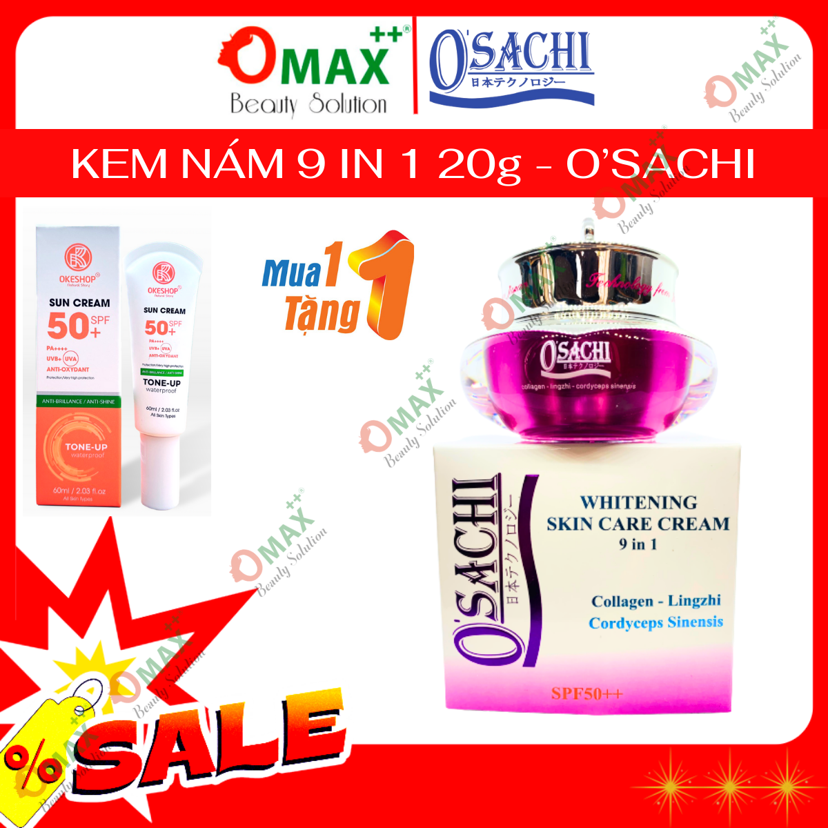 KEM OSACHI TÍM 9 IN 1 - O'SACHI WHITENIG SKIN CARE CREAM 20G - MỜ THÂM NÁM - CHỐNG LÃO HOÁ DA