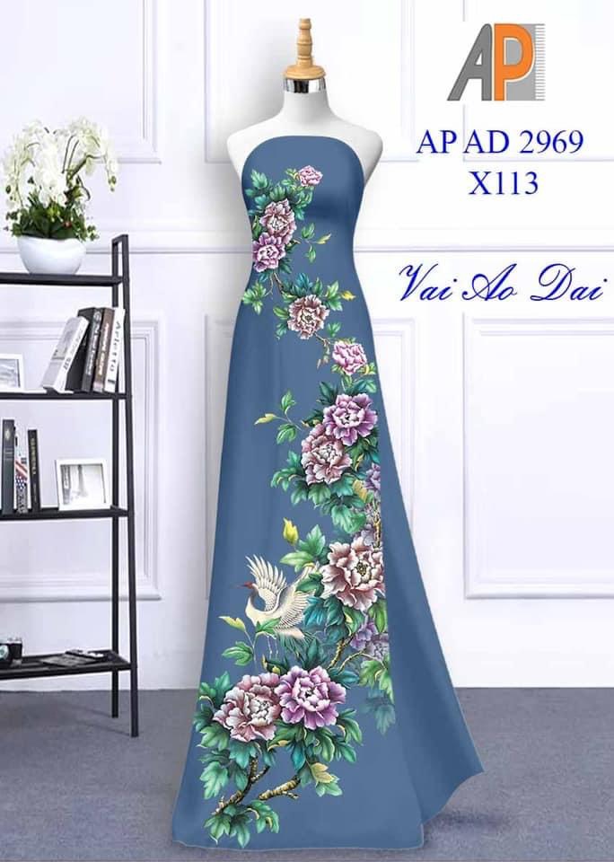Vải may áo dài in 3D họa tiết Hoa Mẫu Đơn