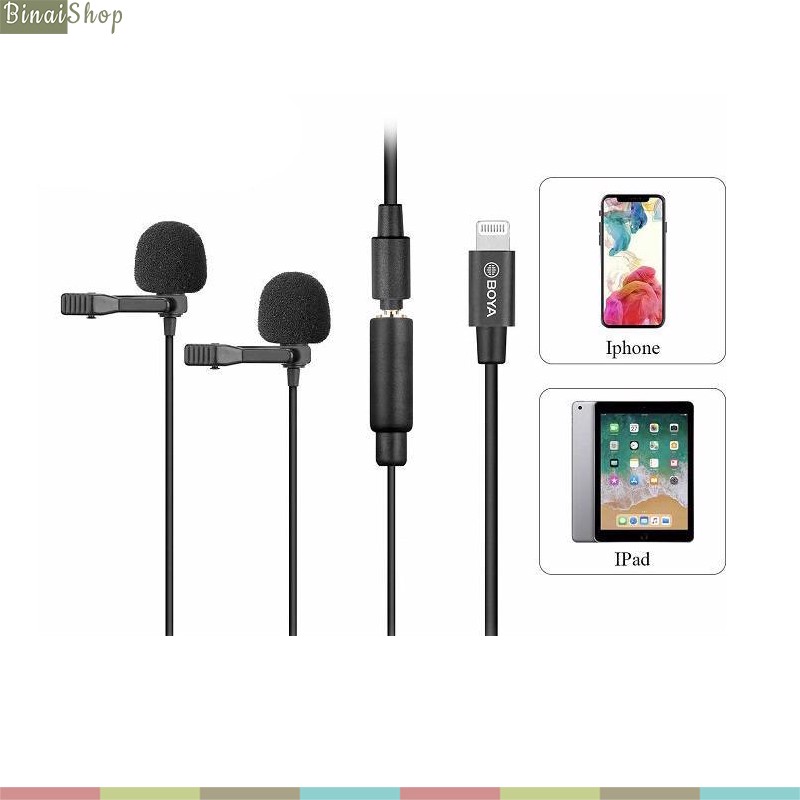 Cặp micro gài áo cổng lightning cho iPhone, iPad Boya BY-M2D