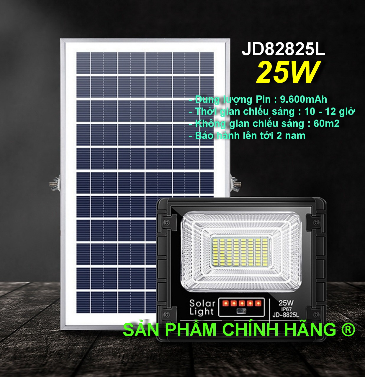 [HCM]ĐÈN PHA NĂNG LƯỢNG MẶT TRỜI JINDIAN JD-8825 (25W) ỔN ĐỊNH