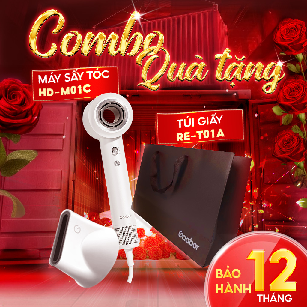[COMBO QUÀ TẶNG] Máy sấy tóc ion âm  bảo vệ tóc giữ ẩm 1400W sấy nhanh khô và túi quà tặng - Combo 496 - Bảo hành 12 tháng 1 đổi 1