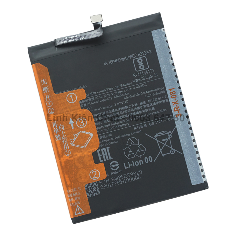 Pin cho Xiaomi Redmi Note 9S M2003J6A1G  5020mAh - Hàng nhập Khẩu