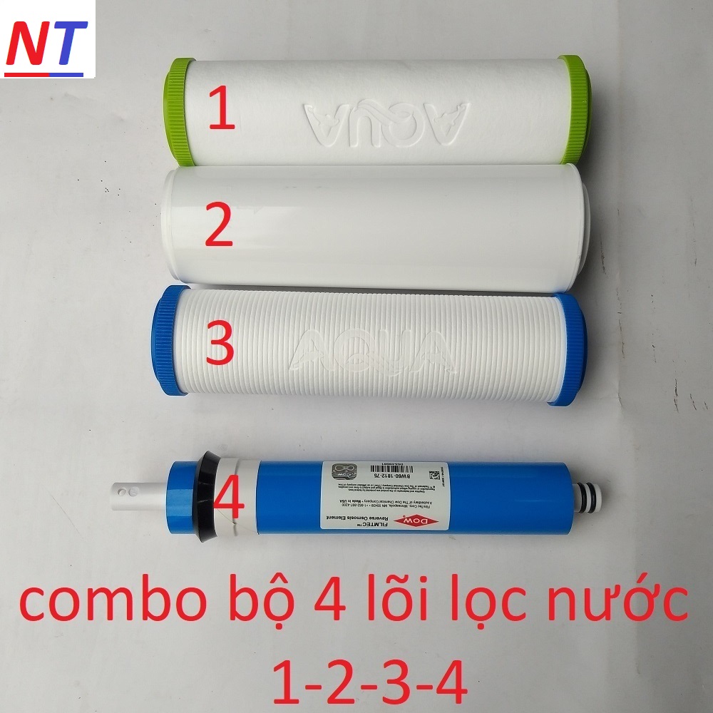 Lõi lọc nước số 4 màng ro dow filmtec 10 líth kèm lõi lọc thô 123 aqua