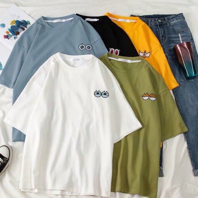 Áo thun nữ form rộng tay lỡ Unisex LOGO ĐÔI MẮT Freesize 45 - 70kg áo thun nam form rộng tay lỡ áo phông nữ form rộng