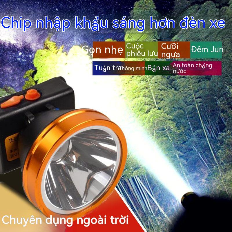 Đèn LED khẩn cấp ngoài trời có thể sạc lại siêu sáng Headlamp Headlight đèn pin gắn trên đầu đèn thời lượng pin dài đèn LED pha Đèn đội đầu LED Thích hợp cho chạy bộ ngoài trời Đi bộ đường dài Câu cá có thể sạc