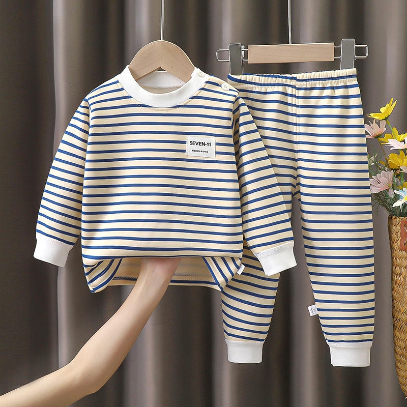 High-end MUJI Joint product Balabala children's thickened thermal underwear set for middle-aged and small children's milk silk plus velvet autumn clothes and long pants for men