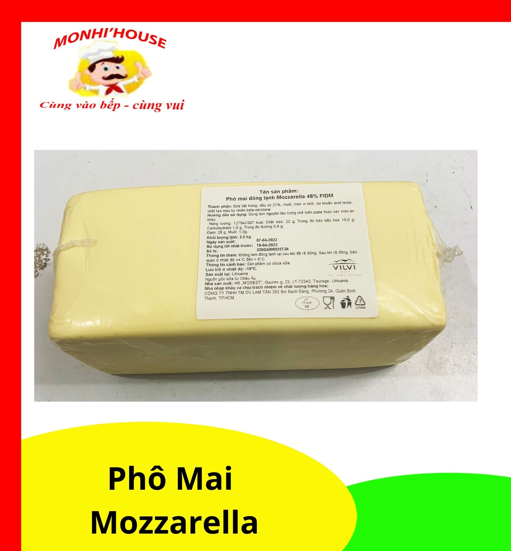 Phô Mai Mozarrela Khối 2.5Kg béo ngậy_Topokki_Viên thả lẩu Shop