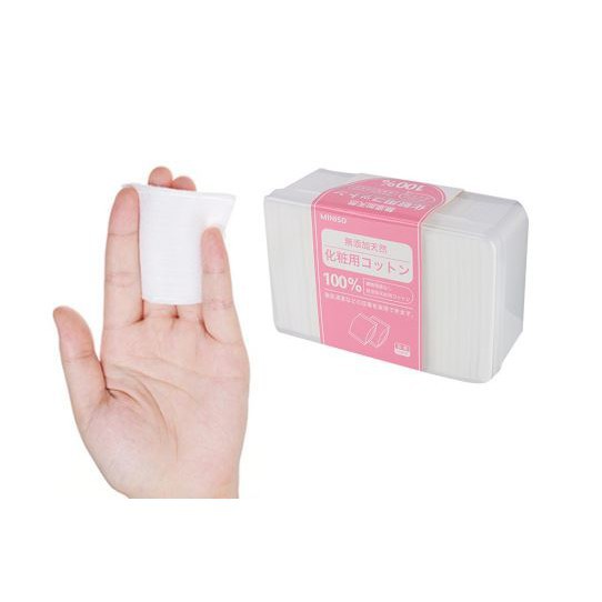 Bông tẩy trang miniso chuyên đắp lotion mask nhật bản - hộp 1000 miếng có tem phụ