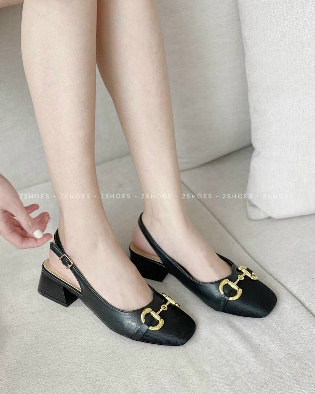 Giày cao gót, sandal nữ công sở phối khoá đế 3p xinh xắn