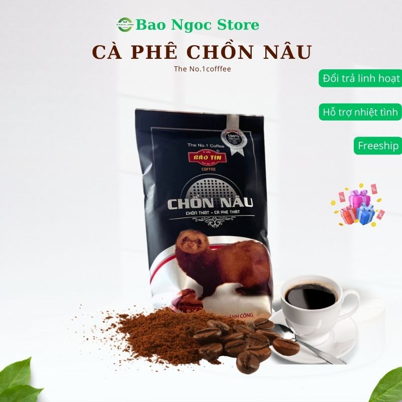 Cà phê chồn nâu Bảo Tín gói dùng thử cafe rang xay truyền thống dùng pha phin thể chất nhẹ , hương moka