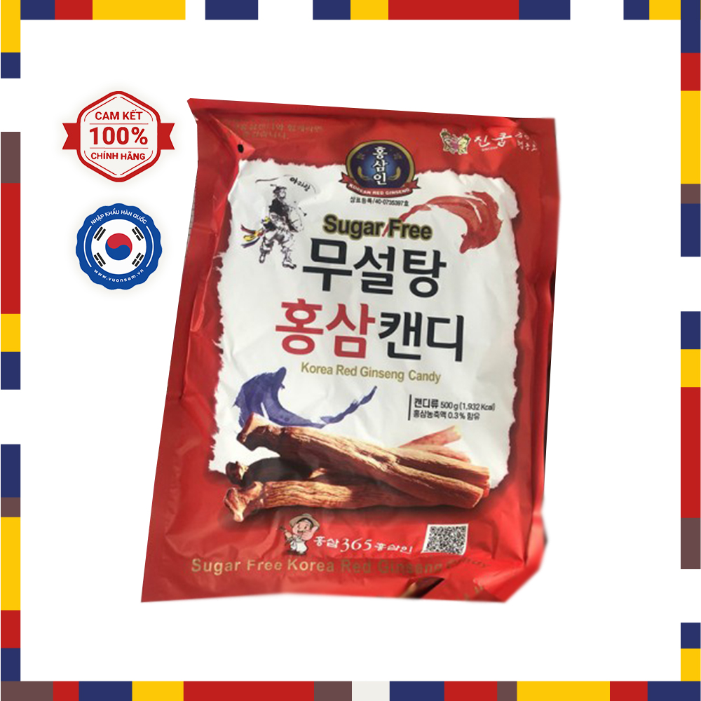 Kẹo sâm hàn quốc không đường, kẹo hồng sâm 500g không đường hàn quốc, hàng chính hãng