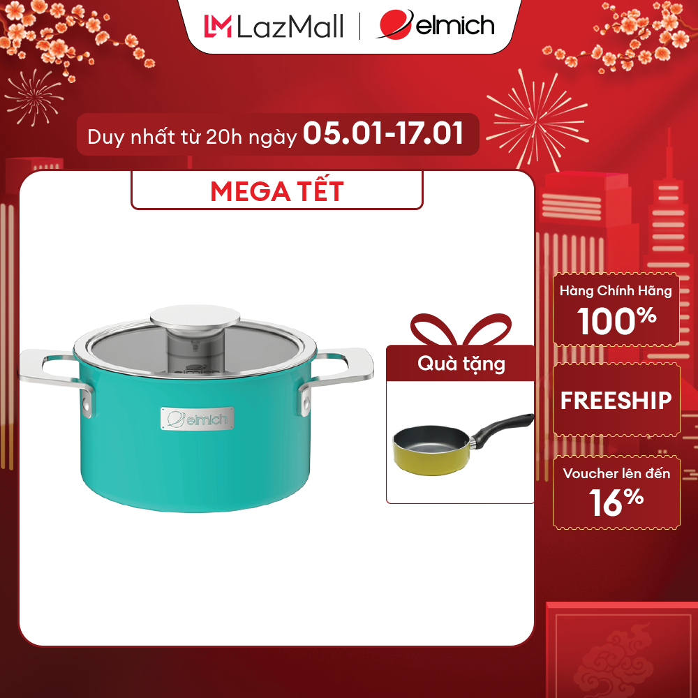 (Duy nhất 20h ngày 01-06.02)Nồi inox liền khối Elmich Hera EL-8103 size 22cm