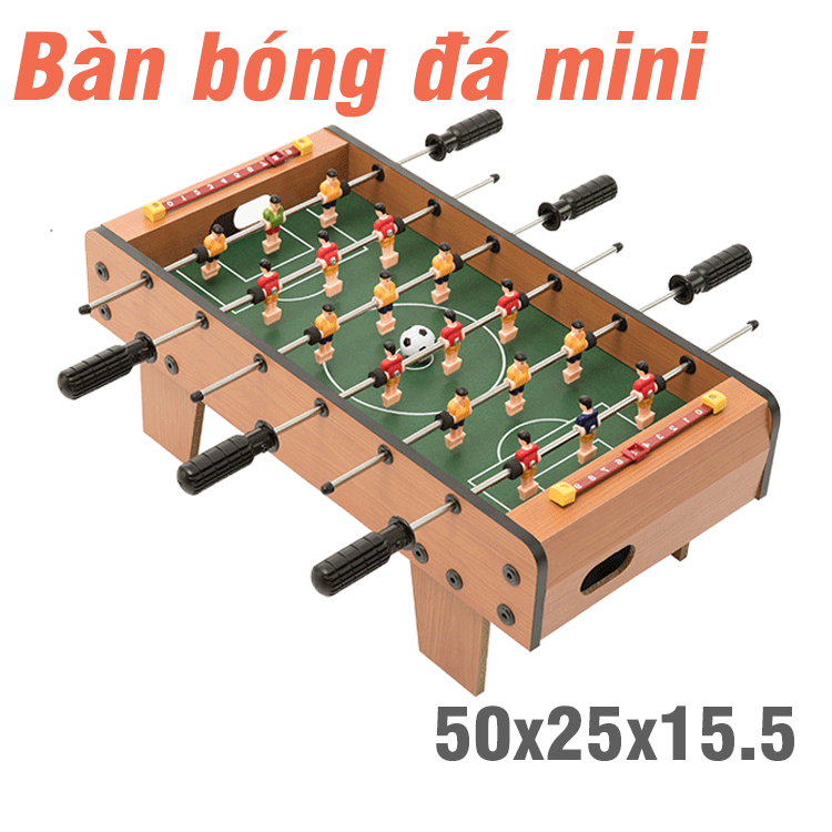 Đồ chơi bàn bóng đá bằng gỗ cỡ lớn kích thước 69cm x 37cm mô hình đồ chơi trẻ em gồm 18 cầu thủ