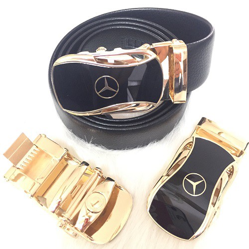 Thắt Lưng Nam Cao Cấp Hàng Hiệu Mercedes-Benz Khoá Vàng Bạc, Dây Nịt Nam Da Bò Đẳng Cấp Nam Tính GG1000