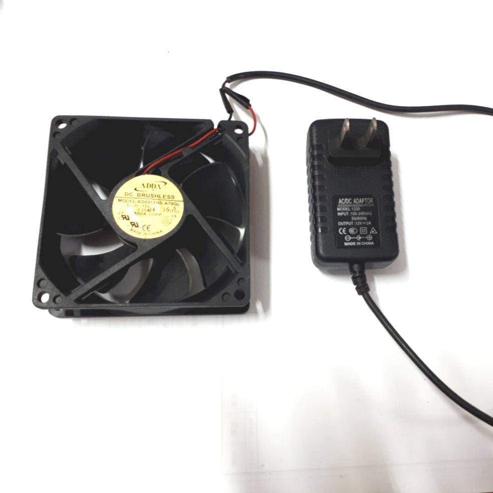 Quạt mod mini 9cm 12v thổi mát chạy điện 220v