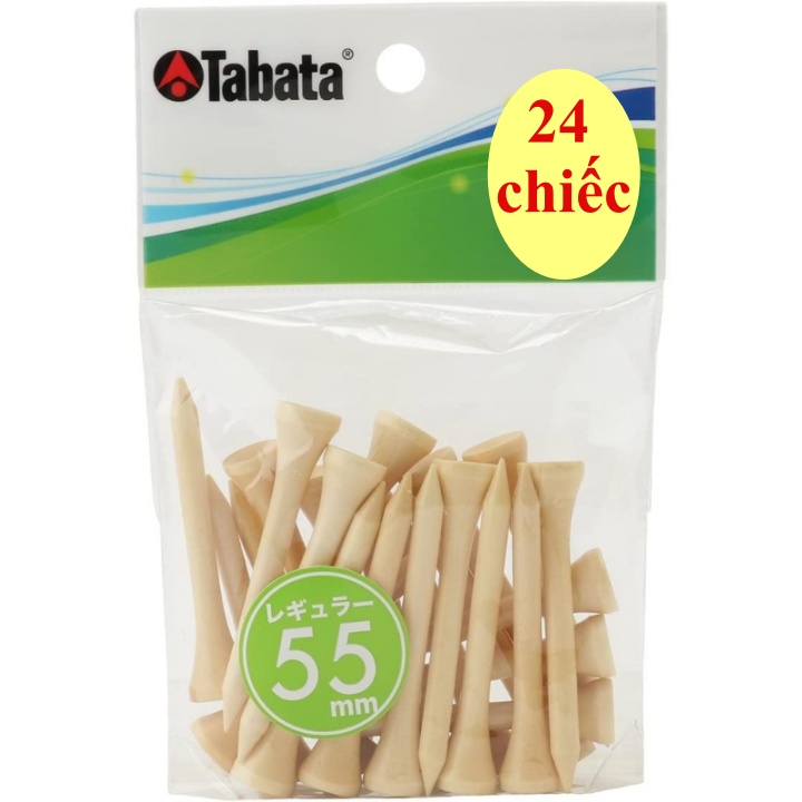 Tee golf gỗ 24 chiếc tabata gv0504 chính hãng, tee gỗ 55mm chuyên nghiệp, que đỡ bóng golf nhập khẩu, tee phát bóng