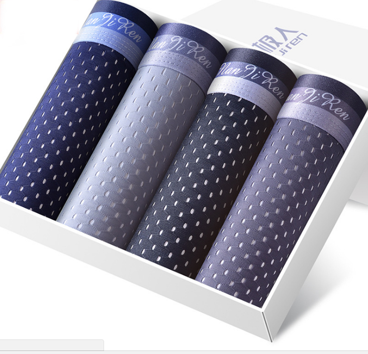 Hộp 4 quần lót lưới boxer nam vải thoáng mát lịm cạp to nam tính - quan lot luoi cap to vai mat