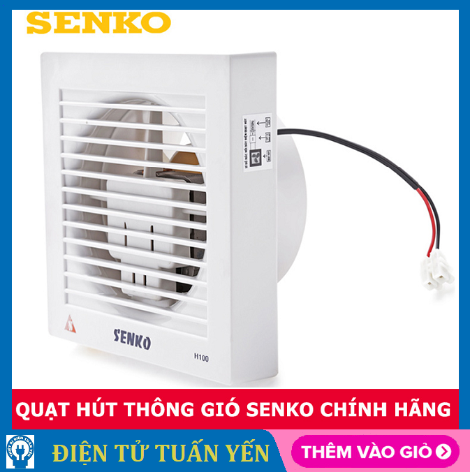 Quạt hút âm tường Senko H100 công suất 25W hút 1 chiều, kích thước khoét lỗ 15cm - Hàng chính hãng