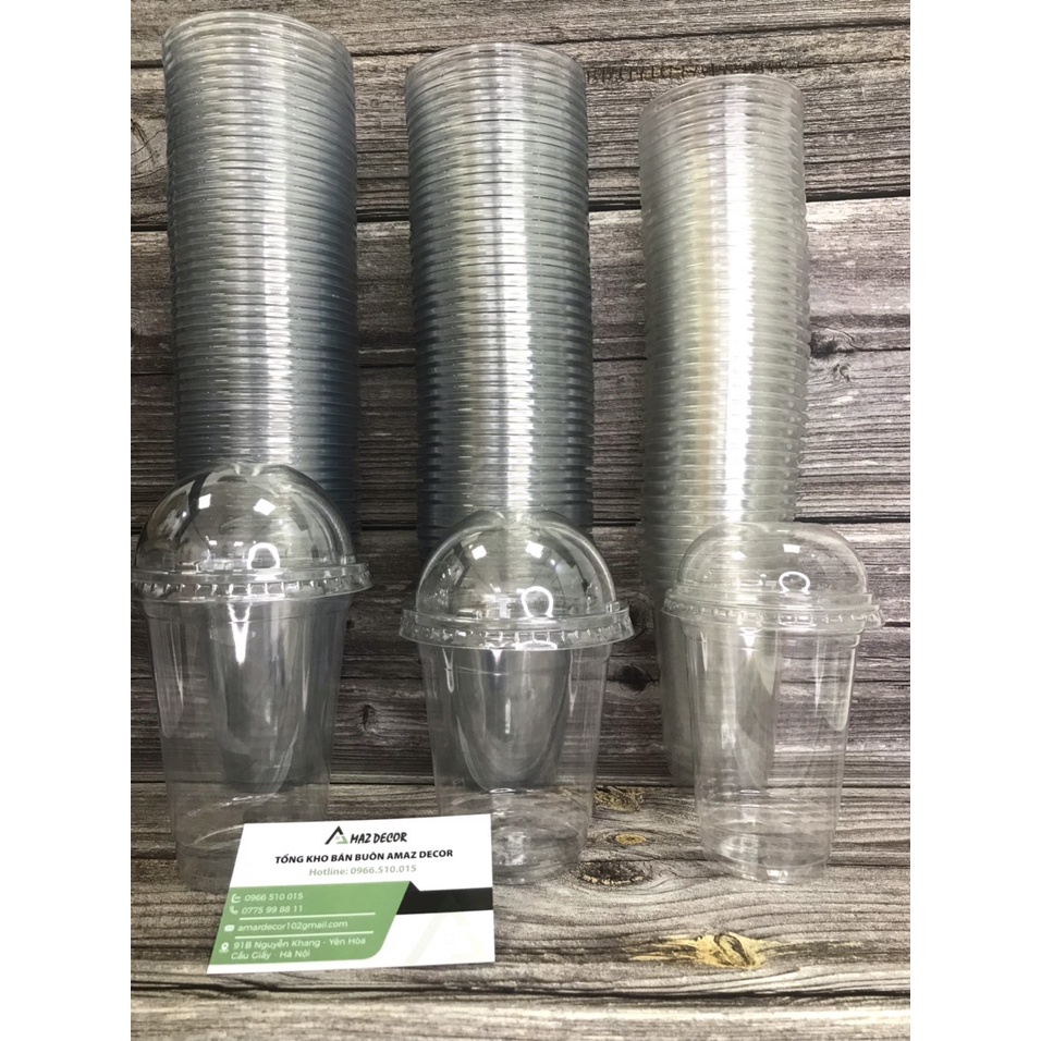 Cốc ly nhựa nắp cầu dùng 1 lần take away 3 size 250ml-400ml-500ml giá rẻ